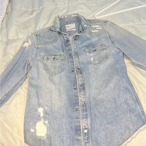 Zara Light Blue Relaxed Fit Denim Shirt